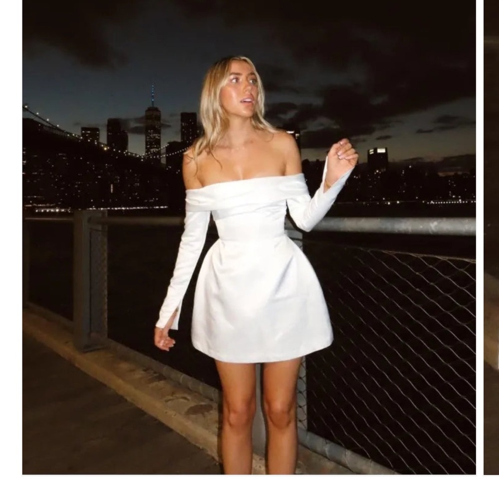 Elegant White Long Sleeve Dress